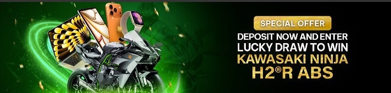 Deposit money and win a Kawasaki Ninja H2®R ABS
